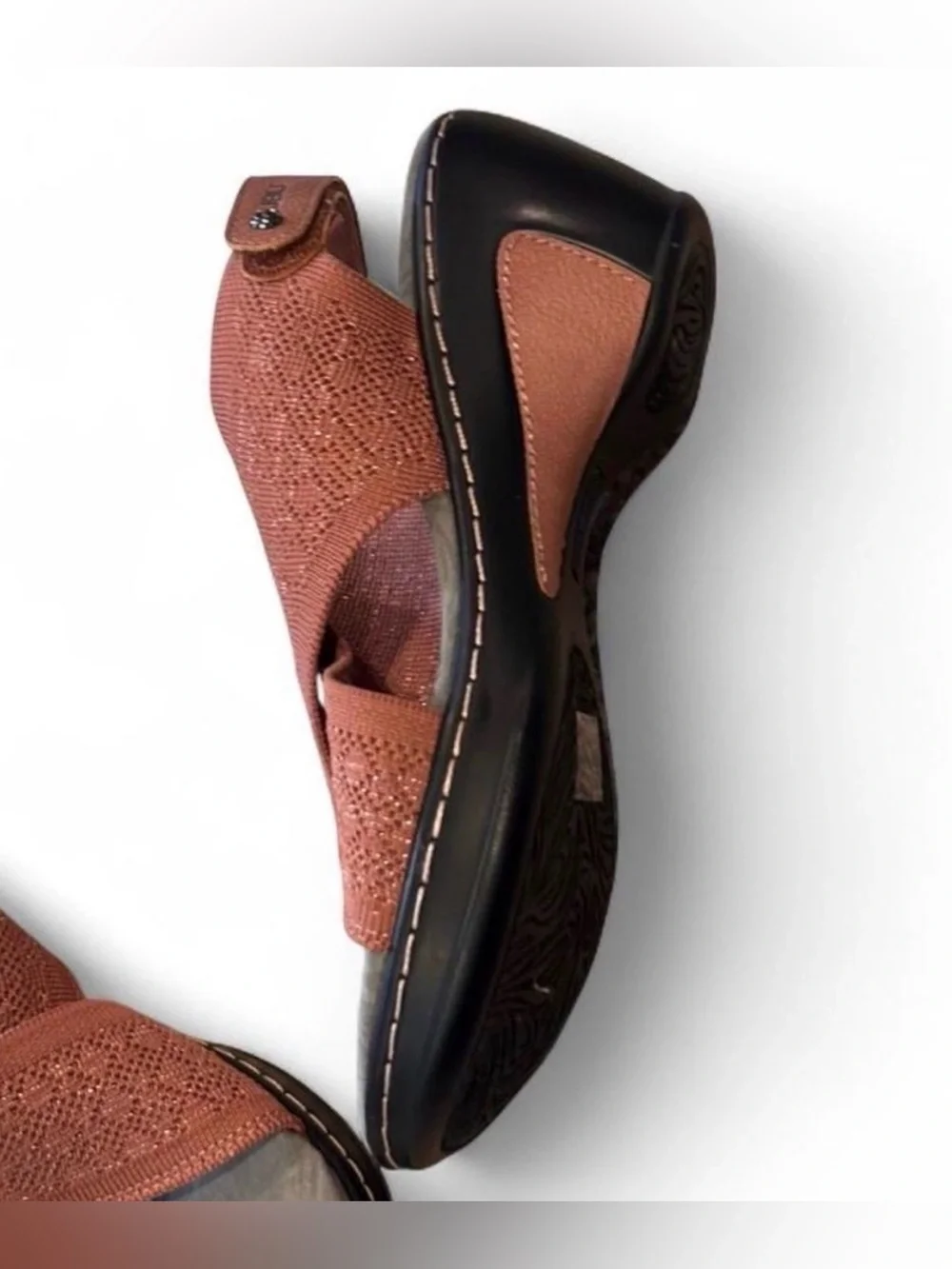 JBU Women's Rust Textured Elastic Crossover Sandal Jambu Alyssa Memory Wedge 8.5